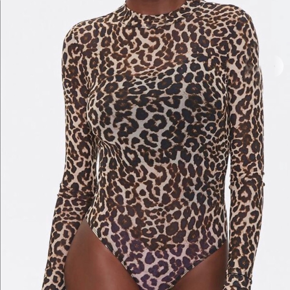 Forever21 Mesh Leopard Bodysuit